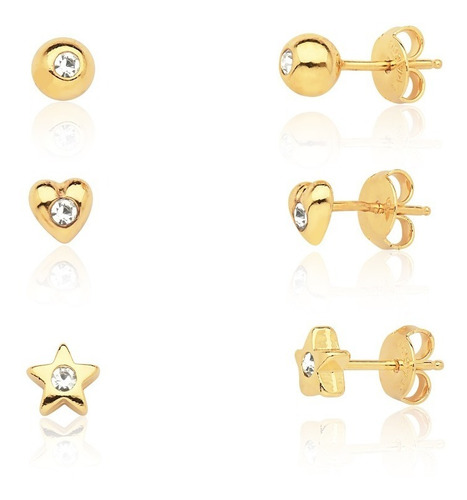 Pack 3 Aros Love Oro Laminado - Joyas Mujer Regalo Moda