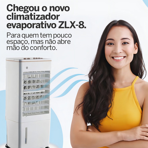 Climatizador De Ar Portátil Zellox Zlx-08 65w 08 Litros Cor Branco