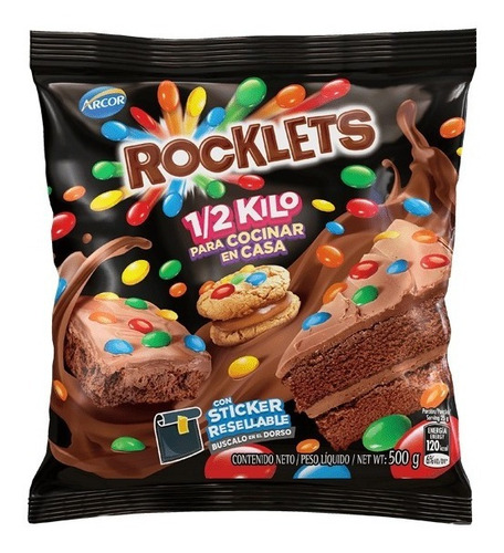 Arcor Rocklets confite chocolate 500gr 