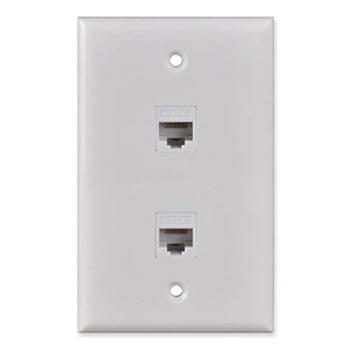 Ethernet Wall Plate, White 2port Cat6 Wall Plate With R...