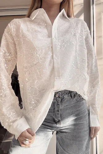 Camisa brillante mujer sale