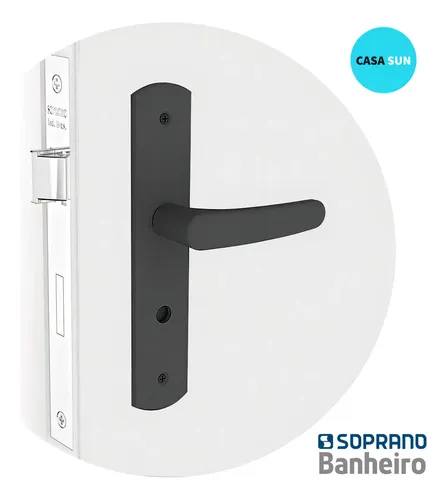 Fechadura Ipanema Reta Soprano Interno Banheiro Preto Esp27