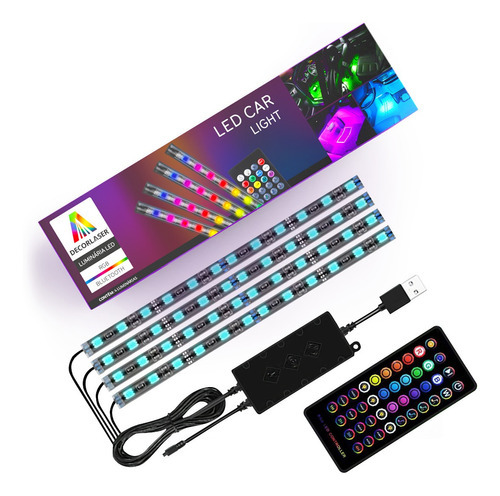 Fita Led De Carro Tuning Usb Colorida Rgb 12w Controle + App