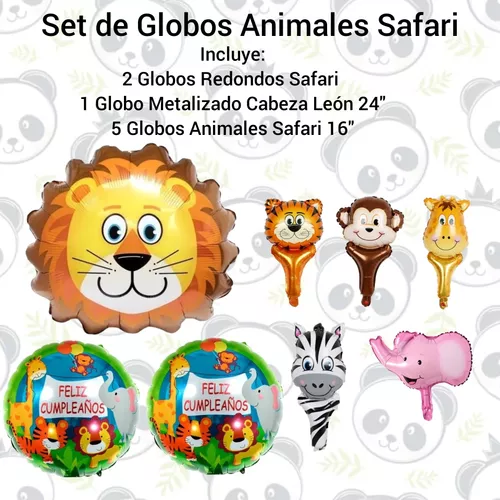 Kit globos animales selva granja leon jirafa zebra cerdo GENERICO