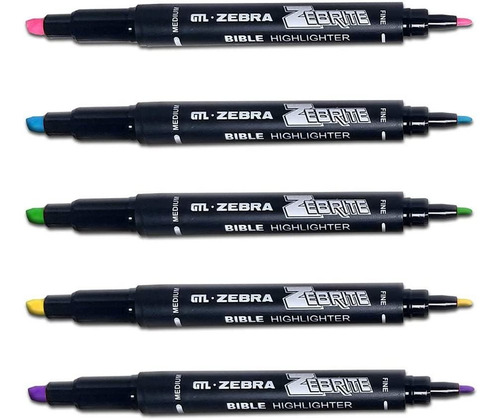 Resaltadores De Colores Con Doble Punta X5 Unidades