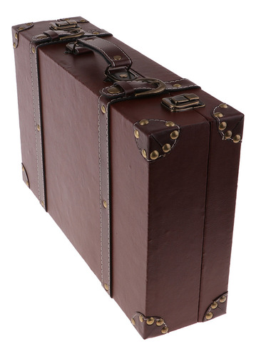 Estuche De Viaje De Madera Antiguo Marrón 40x25x10cm .