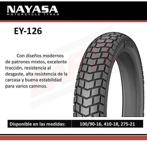 Cubierta Moto 410-18 + Cámara Nayasa Ey126