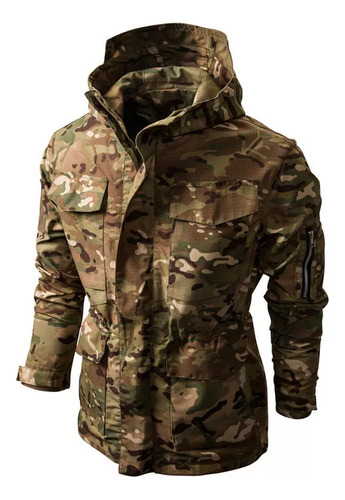 Chaqueta Masculina Con Capucha Camuflada En Prueba De Agua