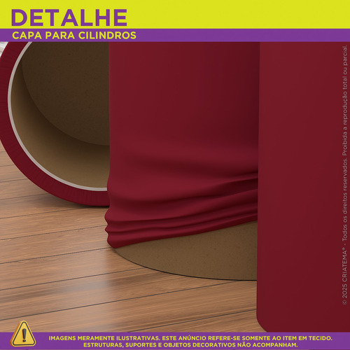 Trio Capas De Cilindro Sublimado Liso Vermelho Veste Fácil Em Tecido