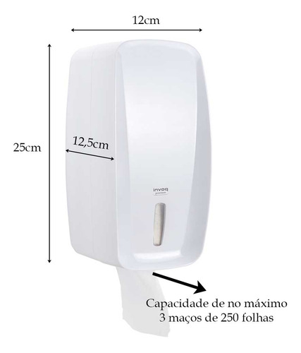 1 Dispenser Sabonete + 1 Toalheiro + 1 Suporte Papel Cai Cai Cor Branco