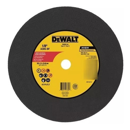 10 Un Disco De Corte Metal E Inox 14pol 3,2mm Dewalt Dw80144