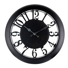 Reloj De Pared Negro/esfera Transparente 30cm.