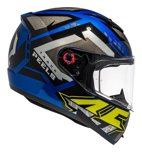 Capacete Moto Peels Icon Track Sem Óculos Interno Cor Azul Metálico com Grafite Tamanho do capacete 60