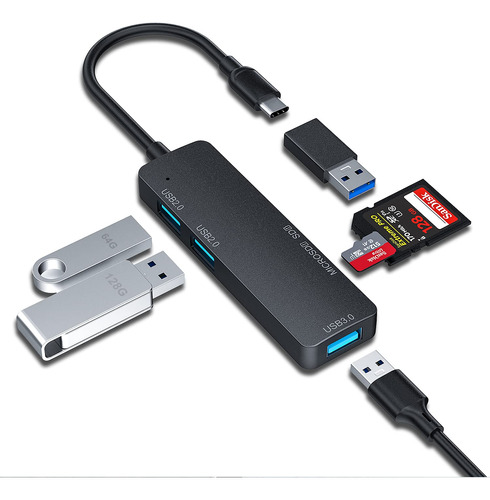 Hub Usb C 5 En 1 Usb C A 3.0 Splitter Con 1 Puerto Usb 3.0,