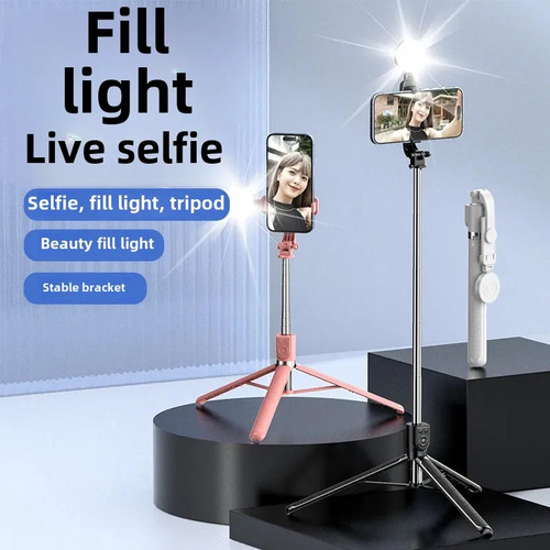 Trípode Selfie Stick Rosa Con Luz Z16s 175 Para Celular