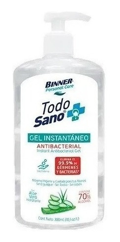 Gel Antibacterial Instantáneo Con Aloe Vera Hidratante 300ml