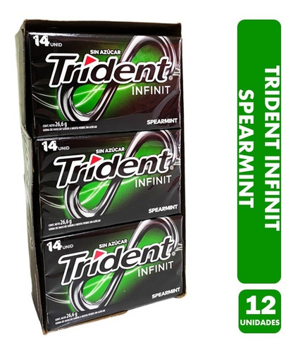 Imagen 1 de 4 de Chicle Trident Infinit Wowmint Display 12 Unidades