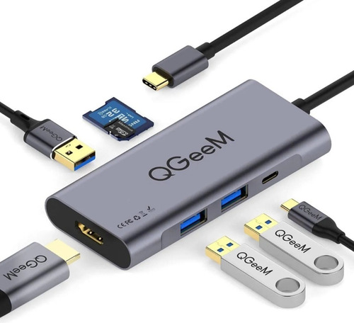 Adaptador Usb C Hub Mac Macbook Air Pro Hdmi 4k 40gbs Aluminio Usb 3.0 Micro Sd Para 1708 A1706 A1932