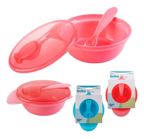 Kit Refeição Pote Bowl Com Colher E Tampa Buba Para Passeio