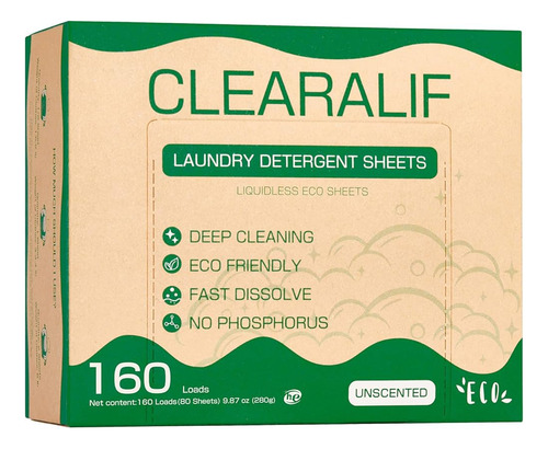 Clearalif Hojas De Detergente Para Ropa De Hasta 160 Cargas 