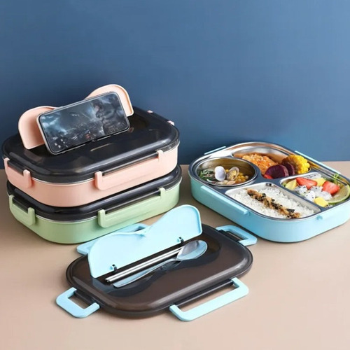 Caja Bento Para Comida Rápida De Acero Inoxidable 304, Rosa