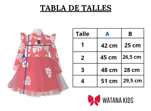 Disfraz Vestido Lilo Tutu Manga Larga Hawaina Pelicula Bebe Rojo 4