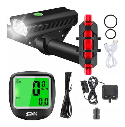 Acessórios Bike Farol Recarga Usb+ Pisca+ Veloc. 568 Luz Not