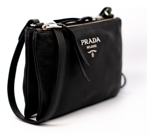 Prada Bolso Doble Cierre Vitello Autentico Cert Entrupy (Usado)