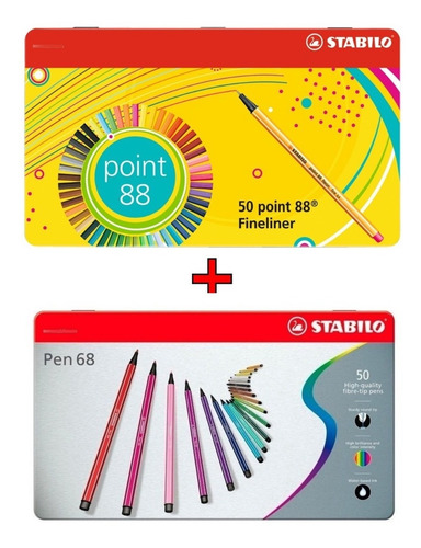 Kit Estuches Metálicos Stabilo Point 88 Y Pen 68 Con 100pzas