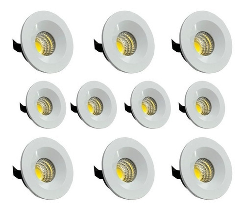 Kit 10  Mini Spot Led Dicróica 3w Redondo Branco Quente Cor Branco Voltagem 110v/220v