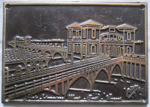 Placa De Bronce Del Puente Internacional Maua Brasil Uruguay