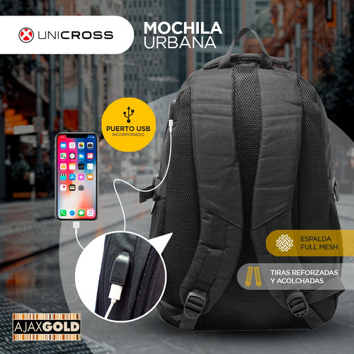 Imagen 3 de 10 de Mochila Porta Notebook Urbana Oficina Amplia Reforzada