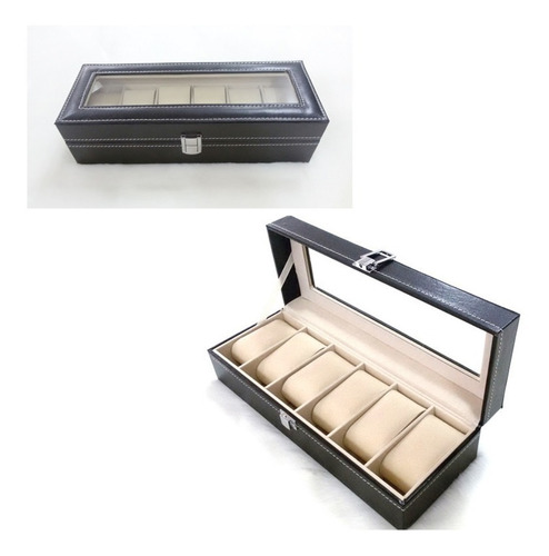 Imagen 1 de 10 de Organizador Estuche Caja 6 Relojes Exhibidor Elegante Joyas