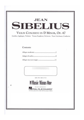 J. Sibelius: Violin Concerto In D Minor, Op.47 (violín Solo)