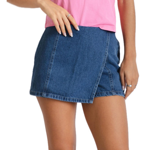 Short Pollera Mini Jean Mujer Corta Rigida Julitabaires