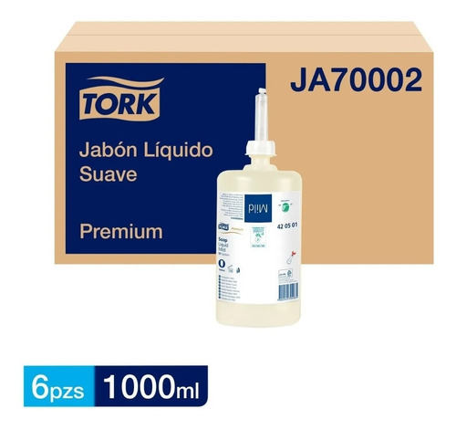 Jabón Líquido Suave Tork Para Dispensador 6x1000 Ml.