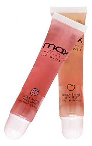 Max Makeup Cherimoya Pink Jelly Peach Lip Gloss 6 Unidades. Color Melocotón