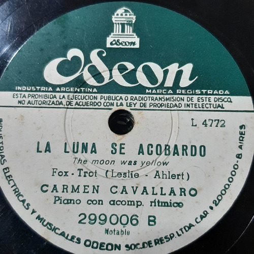 Pasta Carmen Cavallaro Piano Odeon 299006 C270
