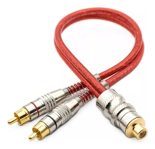 Cabo Coaxial Rca Y Blindado 2 Machos E 1 Fêmea 30cm Ouro