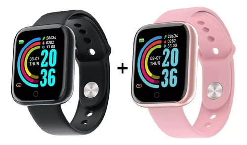 Smartwatch Reloj Inteligente Y68 D20 Deporte Combo 2 Colores