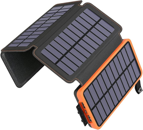 Addtop - Cargador Solar De 25000mah,  4 Paneles Solares