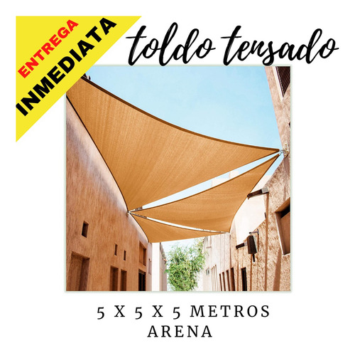 Toldo Triangular Tipo Vela 5x5x5 Metros Tensado Jardín Cafe