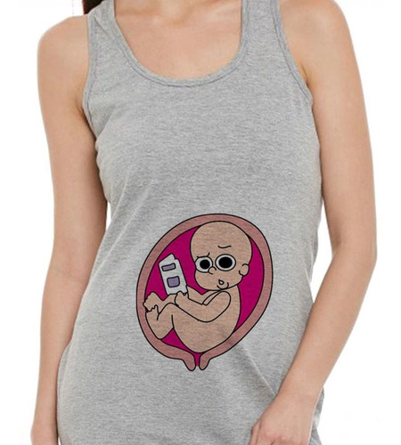 Musculosa Bebe Leyendo En La Panza Embarazada