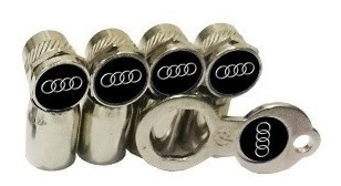 Imagem 3 de 3 de Bico De Válvula Cromado Tampa Antifurto Pneu Audi