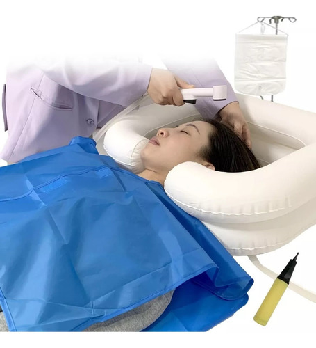 Kit Lavabo De Champú Inflable Para Cama Marin Lavacabezas Portátil Para Discapacidad Baño En Cama Para Enfermos Hospitalizados Encamados Lavado De Cabello Portátil Cuello Ergonómico Fácil De Usar