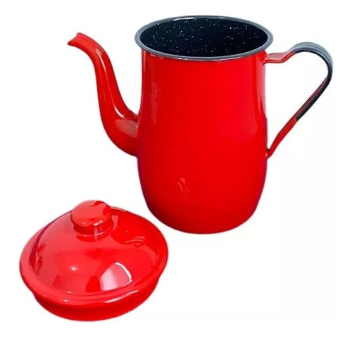 Bule Esmaltado Ágata Retrô 1,3 Litros Tradicional Vermelho