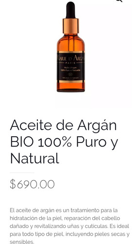 Aceite De Argan 100 % Puro