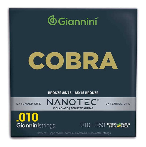 Encordoamento Giannini Violão 010 Geefle Pn Nanotec 85/15