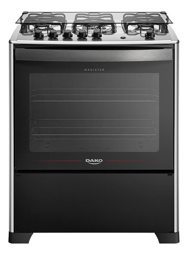Fogão 5 Bocas Preto Com Mesa De Inox Dako Magister