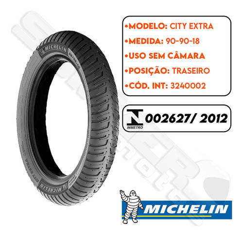 Pneu Traseiro Apache Rtr 150 90-90-18 City Extra Michelin